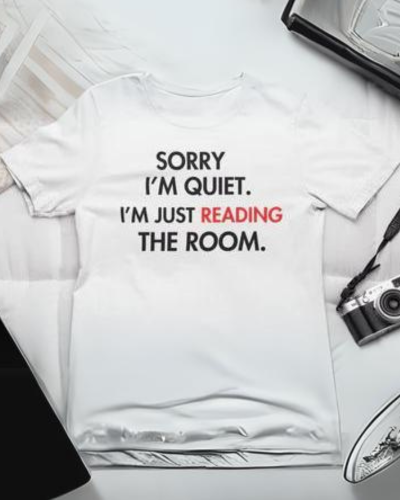 Tee with 'Reading the room' message