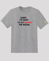 Gray &#39;READING THE ROOM&#39; tee with golden color logo