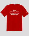 Red tee with empowering white text