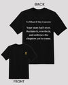 Black tee with &#39;Your story isn&#39;t over&#39; text with both front and back side display