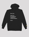 Black &#39;authenticity prayer&#39; hoodie with golden logo