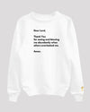 White &#39;blessing&#39; sweatshirt with Golden logo on sleeve