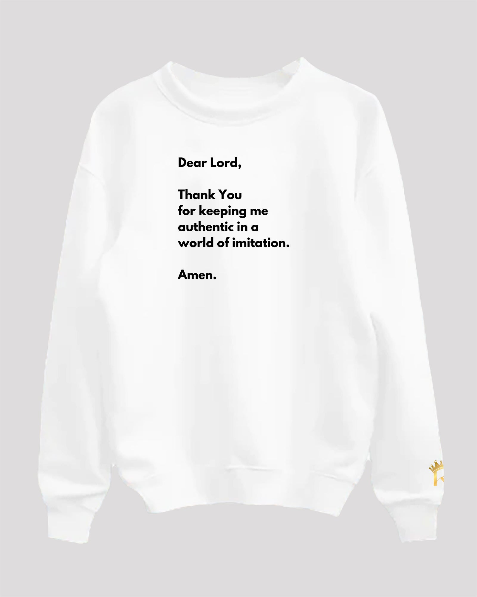 White &#39;authenticity prayer&#39; sweatshirt
