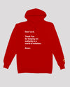 Red &#39;authenticity prayer&#39; hoodie with cross