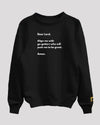 Black &#39;go-getters&#39; sweatshirt with white background