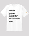 White &#39;authenticity prayer&#39; tee