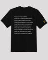 Black tee with affirmations and Golden Color Logo