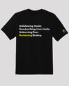 Black tee with motivational text &amp; golden logo