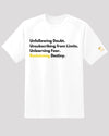 White &#39;Unfollowing Doubt&#39; tee with golden logo