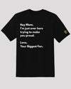 Black &#39;Hey Mom&#39; tee with golden logo