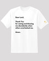 White tee with prayer and Golden Color logo