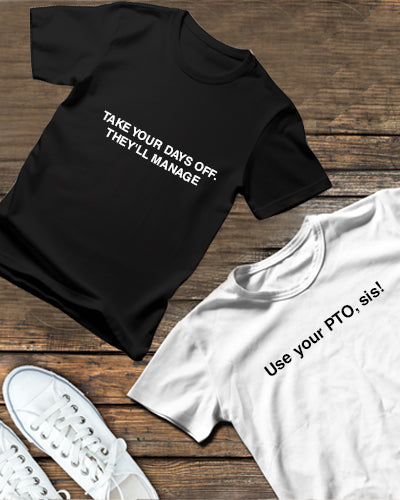 Two tees with 'Days off' messages and sneakers